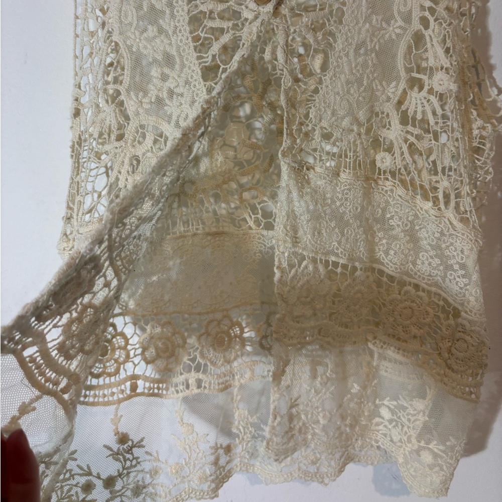 Rue 21 Size Medium Cropped Crotched Lace Tank Top See Through Casual Summer - Picture 6 of 8
